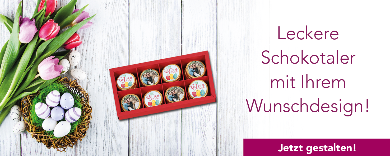 Schokotaler Banner für Ostern