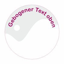 Essbares Bild mit gebogenem Text oben