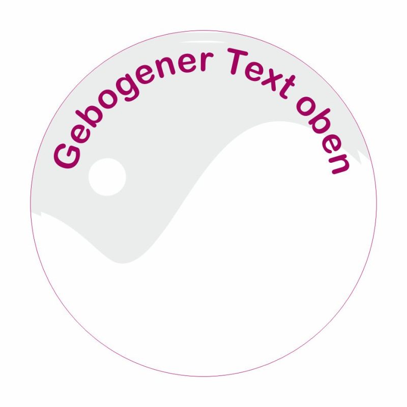 Essbares Bild mit gebogenem Text oben