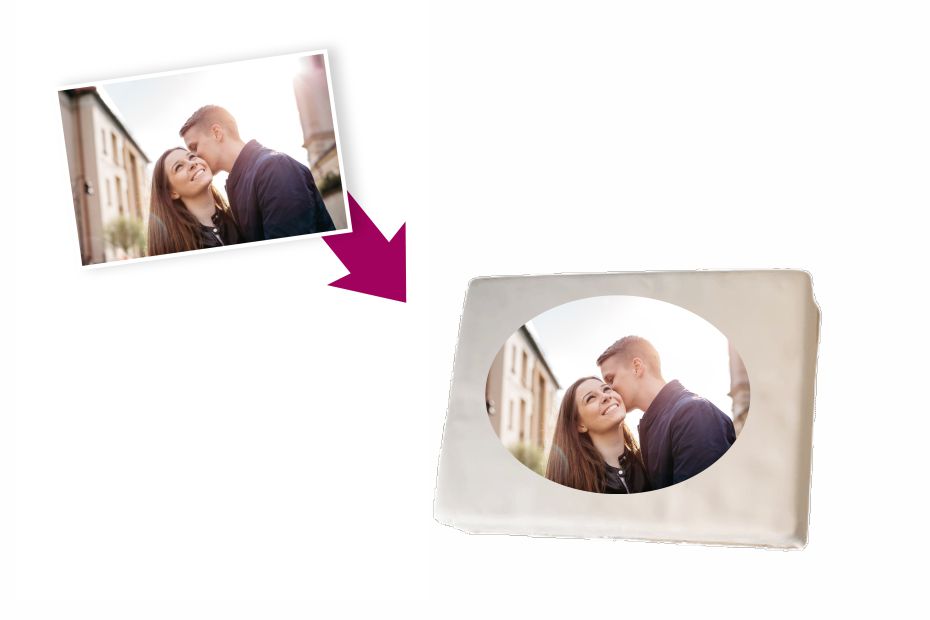 Auswahl essbares Bild oval Querformat mit oder ohne Text bestellen