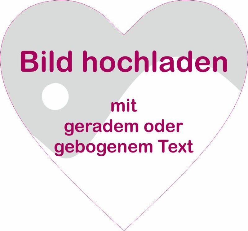 Produktbild herzförmig mit geradem oder gebogenem Text