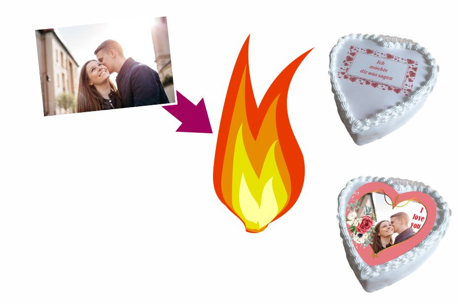 Icon für Burn-away Tortenbilder herzförmig mit Vorlage