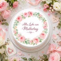 Alles Liebe zum Muttertag Tortenbild Essbar Aquarell Blumen Design Elegant