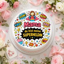 Super Mama Tortenbild Essbar im Comic Look für Muttertag