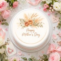 Happy Mothers Day Tortenbild mit Blumen Essbar im eleganten Design