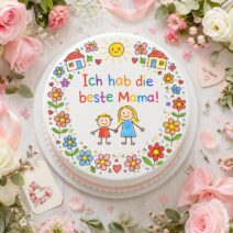 Ich hab die beste Mama Tortenbild im Kinder Zeichnung Look Essbar