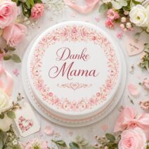 Danke Mama Tortenbild Essbar Elegantes Rosen Ornament Design für Muttertag