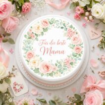 Für die beste Mama Tortenbild Essbar Blumenkranz Aquarell Design