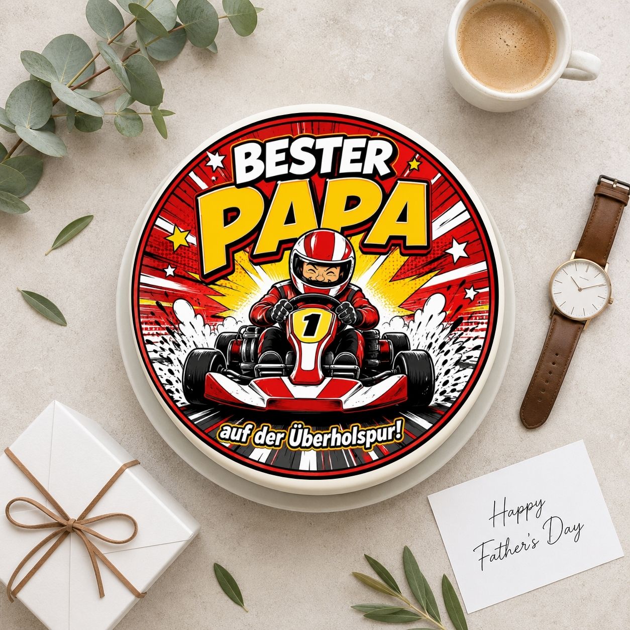 Vatertag rund Bester Papa auf der Überholspur