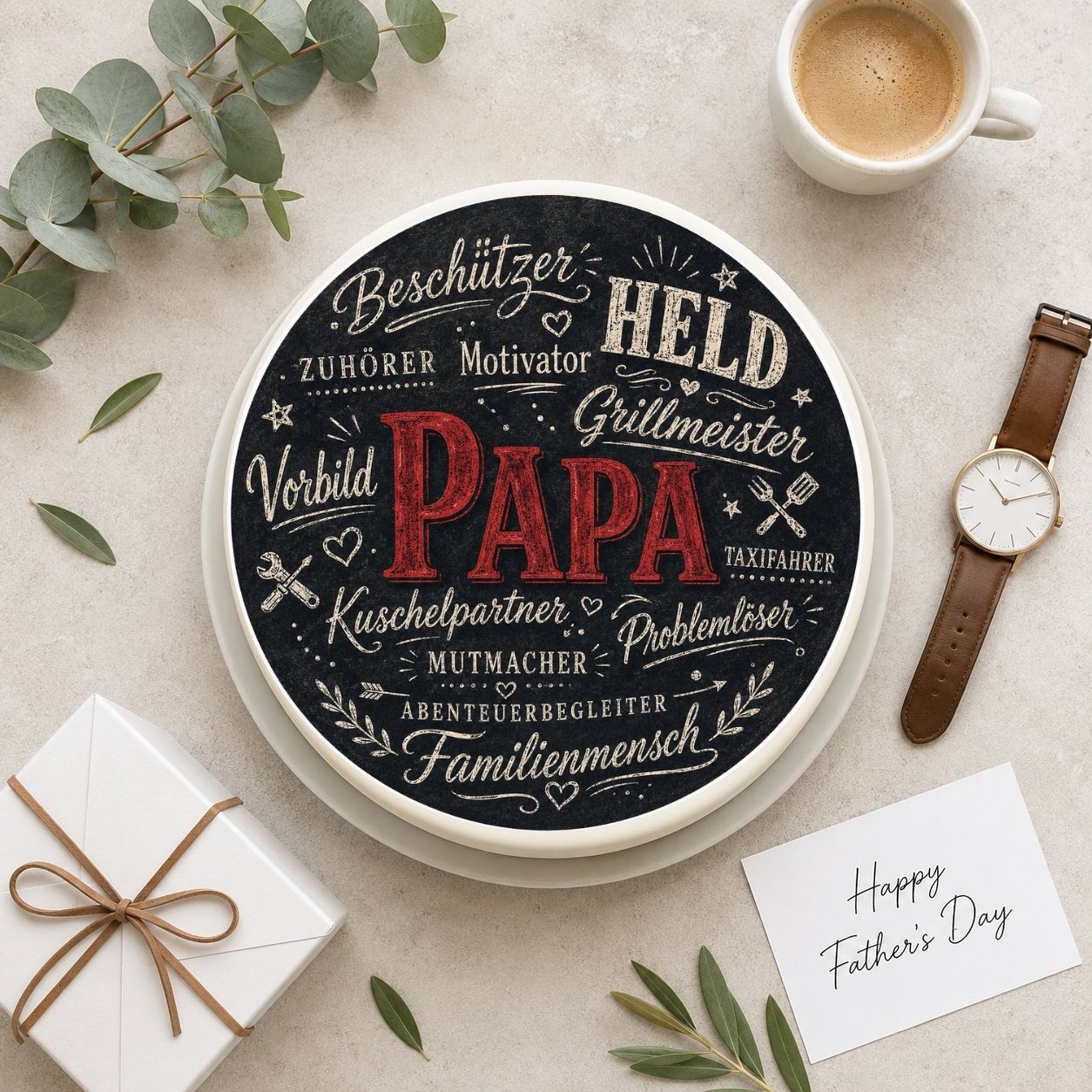 Vatertag rund Papa der Held
