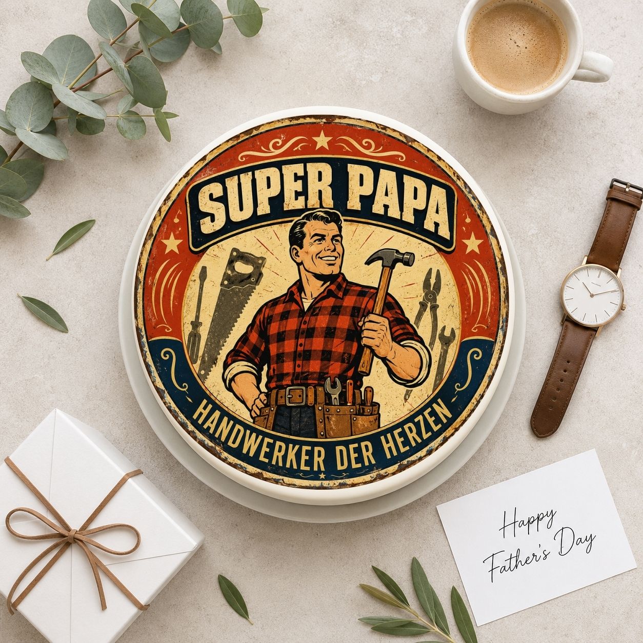 Vatertag rund Super Papa Handwerker