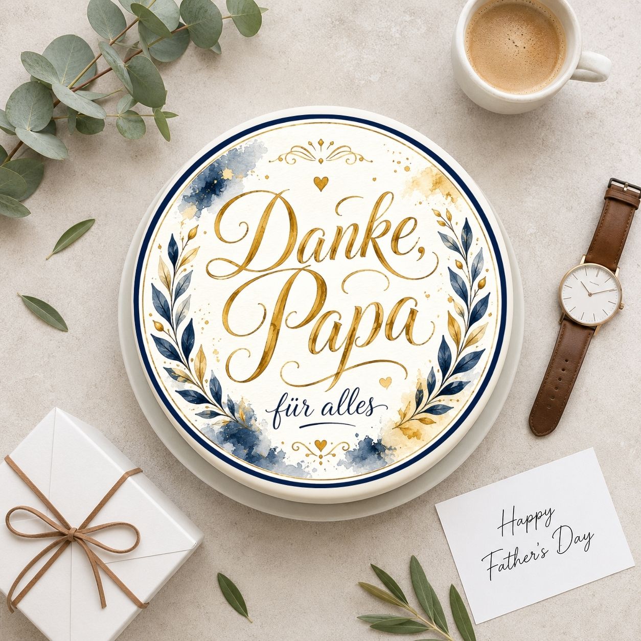 Vatertag rund Danke Papa Kalligrafie