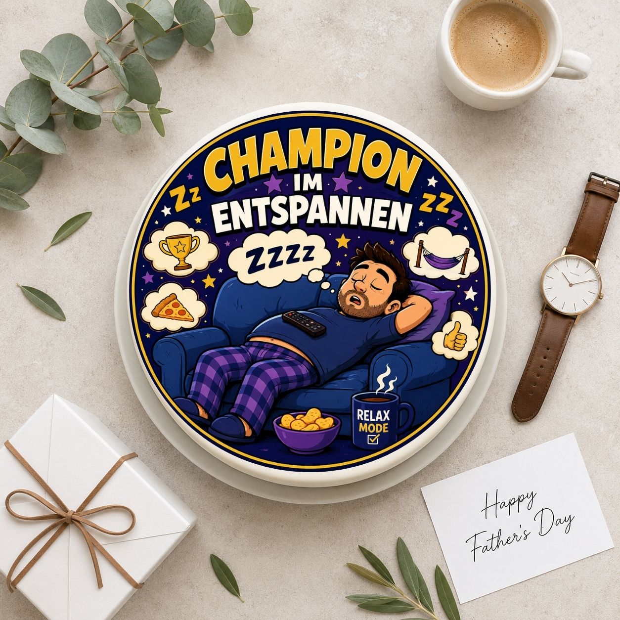 Vatertag rund Champion im Entspannen