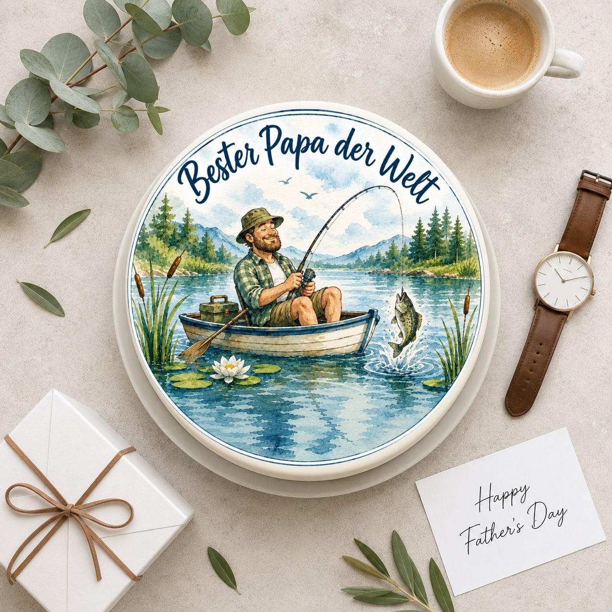 Vatertag rund Bester Papa der Welt Angler
